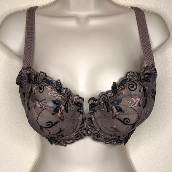 Soma Sensuous Lace Balconet Lined Underwire Bra Taupe Black Womens Size 34DDD - Picture 12 of 12